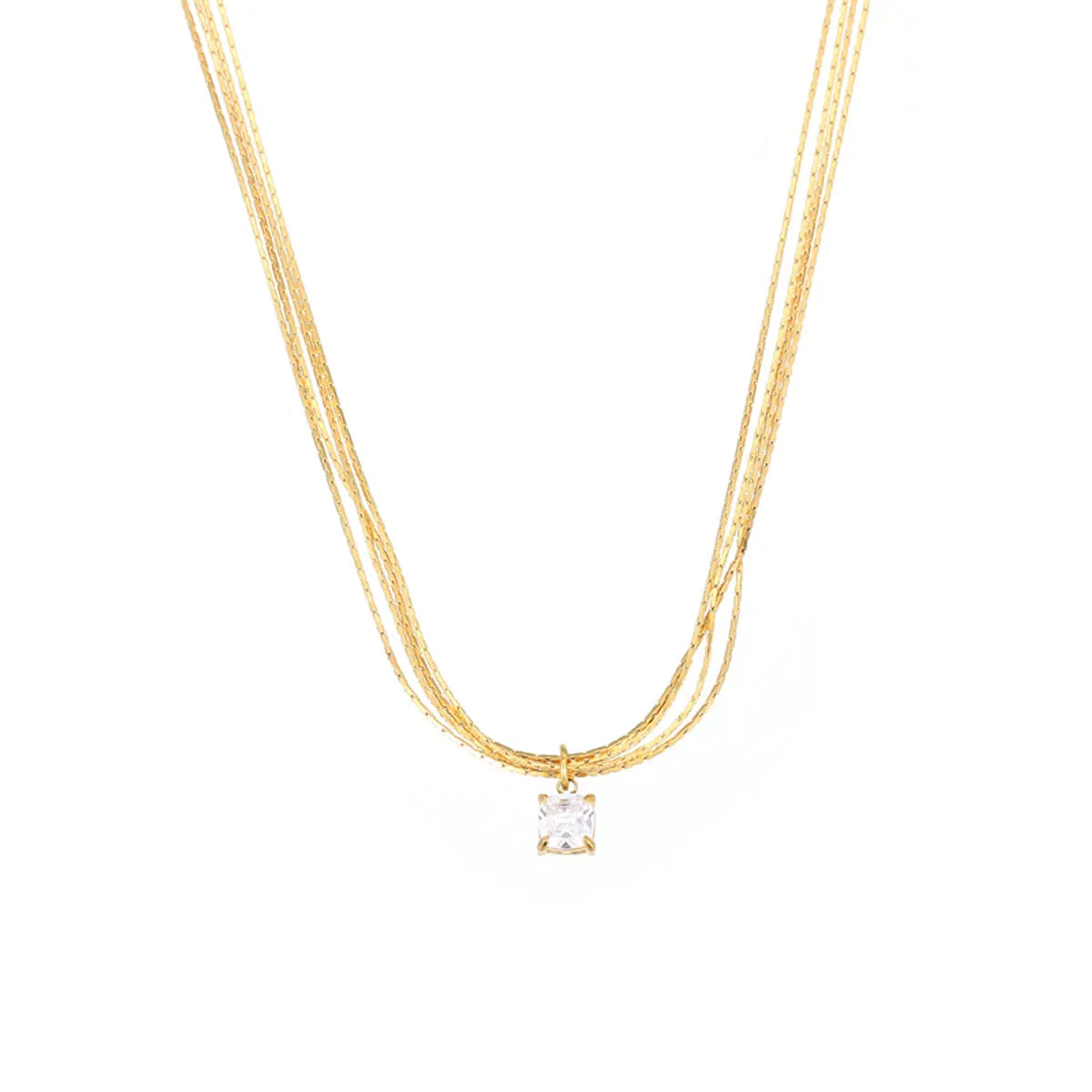 Casual Simple Style Classic Style Solid Color Stainless Steel Titanium Steel Plating Inlay Zircon Gold Plated Necklace