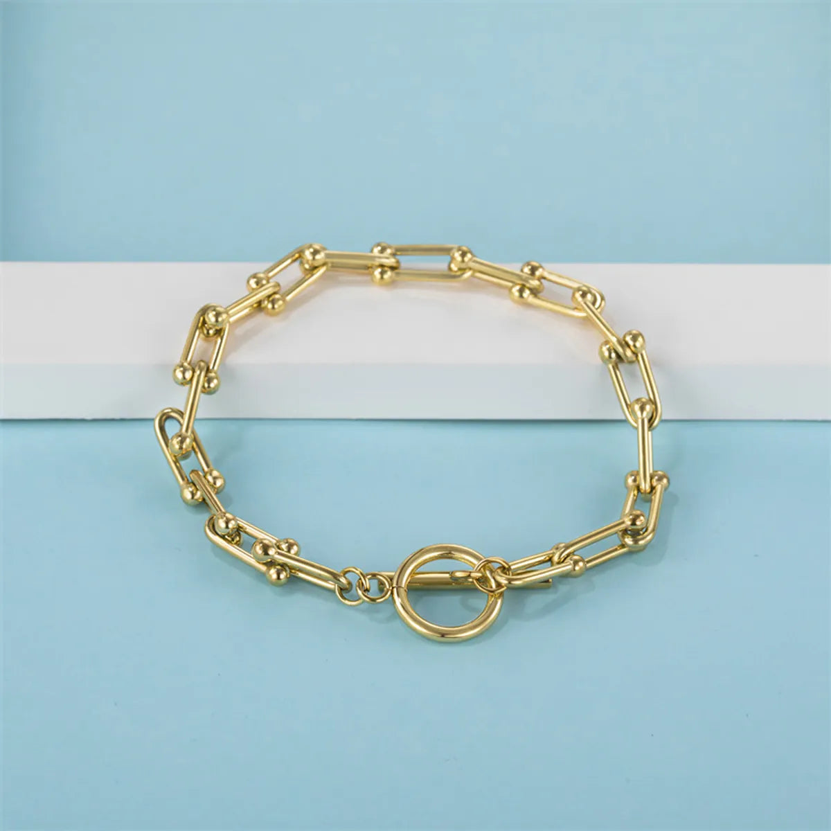 Casual Simple Style Classic Style Solid Color Stainless Steel Titanium Steel Polishing Plating Gold Plated Bracelets