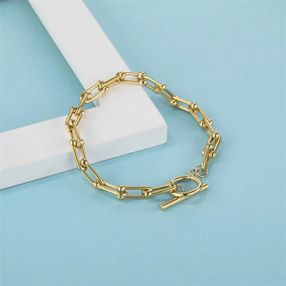 Casual Simple Style Classic Style Solid Color Stainless Steel Titanium Steel Polishing Plating Gold Plated Bracelets