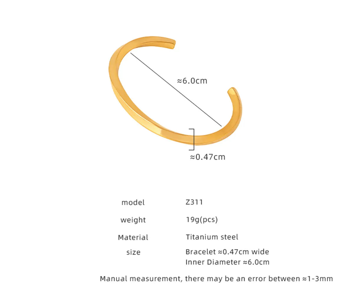 Casual Simple Style Classic Style Solid Color Titanium Steel Plating 18k Gold Plated Bangle