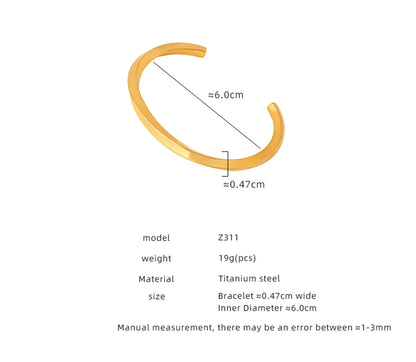 Casual Simple Style Classic Style Solid Color Titanium Steel Plating 18k Gold Plated Bangle