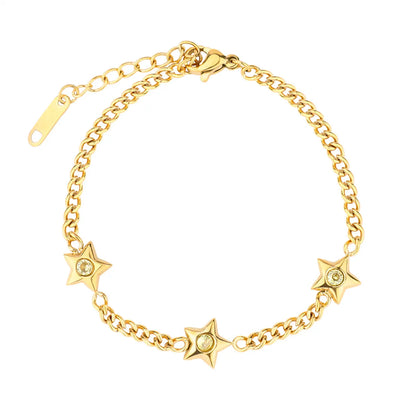 Casual Simple Style Classic Style Star Stainless Steel Titanium Steel Plating Inlay Zircon Gold Plated Silver Plated Bracelets