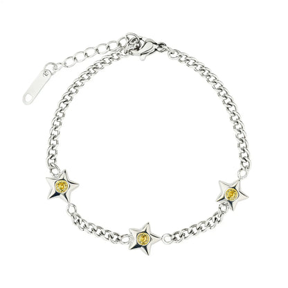 Casual Simple Style Classic Style Star Stainless Steel Titanium Steel Plating Inlay Zircon Gold Plated Silver Plated Bracelets