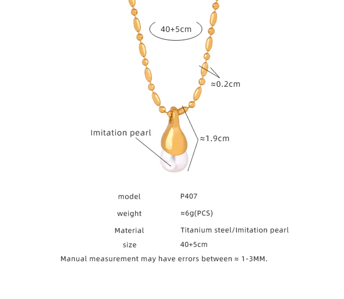 Casual Simple Style Commute Round Titanium Steel Plating Inlay Artificial Pearls 18k Gold Plated Pendant Necklace