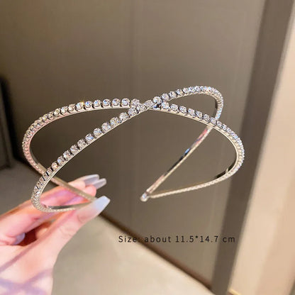 Casual Simple Style Commute Solid Color Alloy Metal Artificial Rhinestones Hair Band