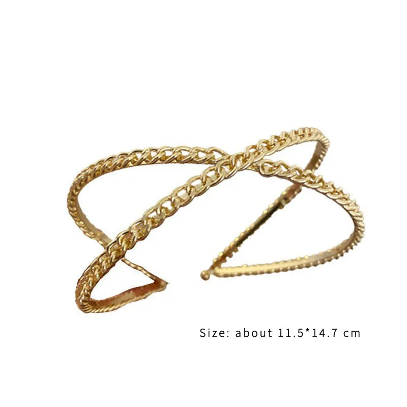 Casual Simple Style Commute Solid Color Alloy Metal Artificial Rhinestones Hair Band