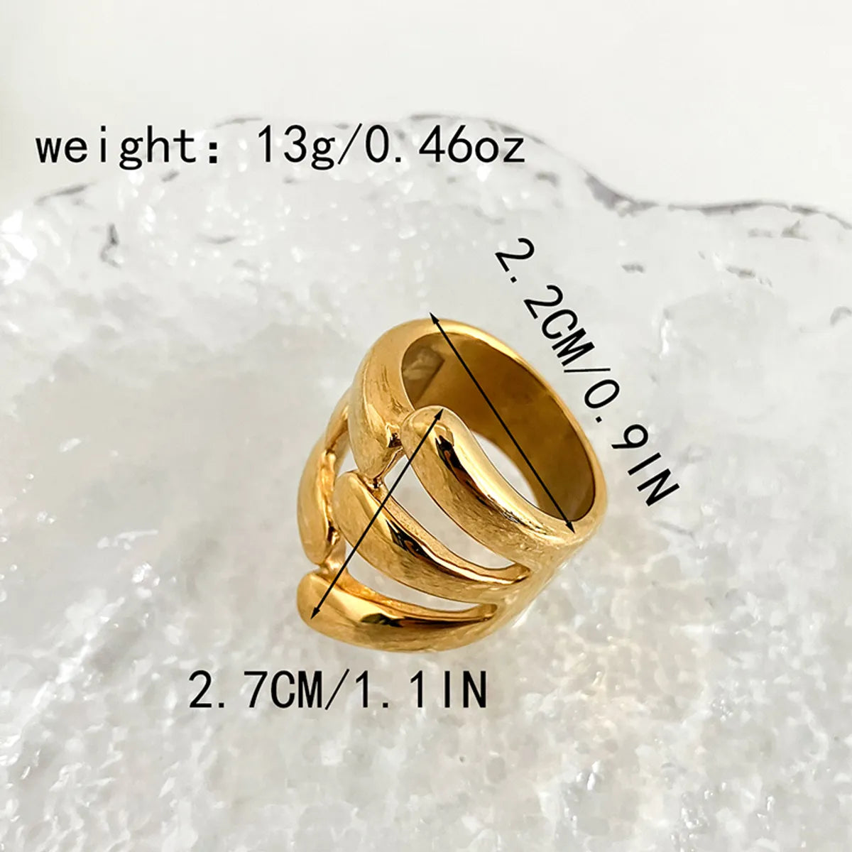 Casual Simple Style Commute Solid Color Stainless Steel Plating Hollow Out Gold Plated Rings