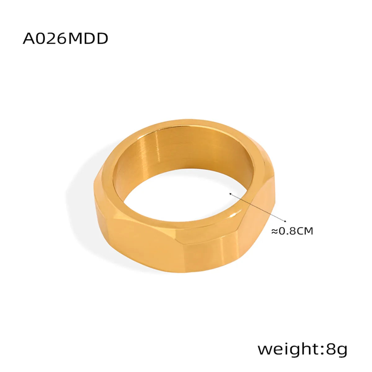 Casual Simple Style Commute Square Titanium Steel Plating 18k Gold Plated Rings