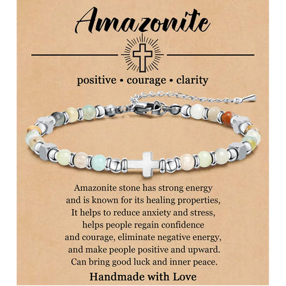 Casual Simple Style Cross 304 Stainless Steel Natural Stone Wholesale Bracelets