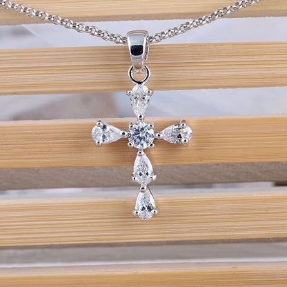 Casual Simple Style Cross Alloy Polishing Plating Inlay Zircon Unisex Pendant Necklace