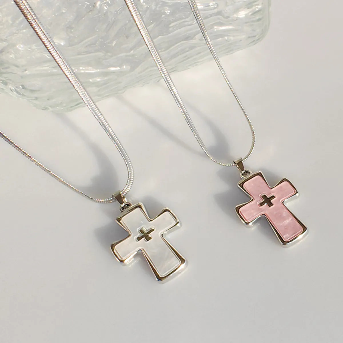 Casual Simple Style Cross Alloy Titanium Steel Wholesale Pendant Necklace