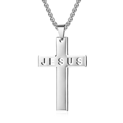 Casual Simple Style Cross Letter 304 Stainless Steel Hollow Out 18K Gold Plated Unisex Pendant Necklace