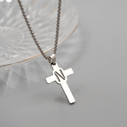 Casual Simple Style Cross Letter 304 Stainless Steel Titanium Steel Unisex Pendant Necklace