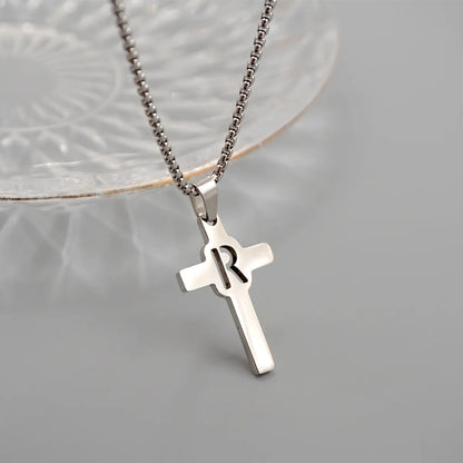 Casual Simple Style Cross Letter 304 Stainless Steel Titanium Steel Unisex Pendant Necklace