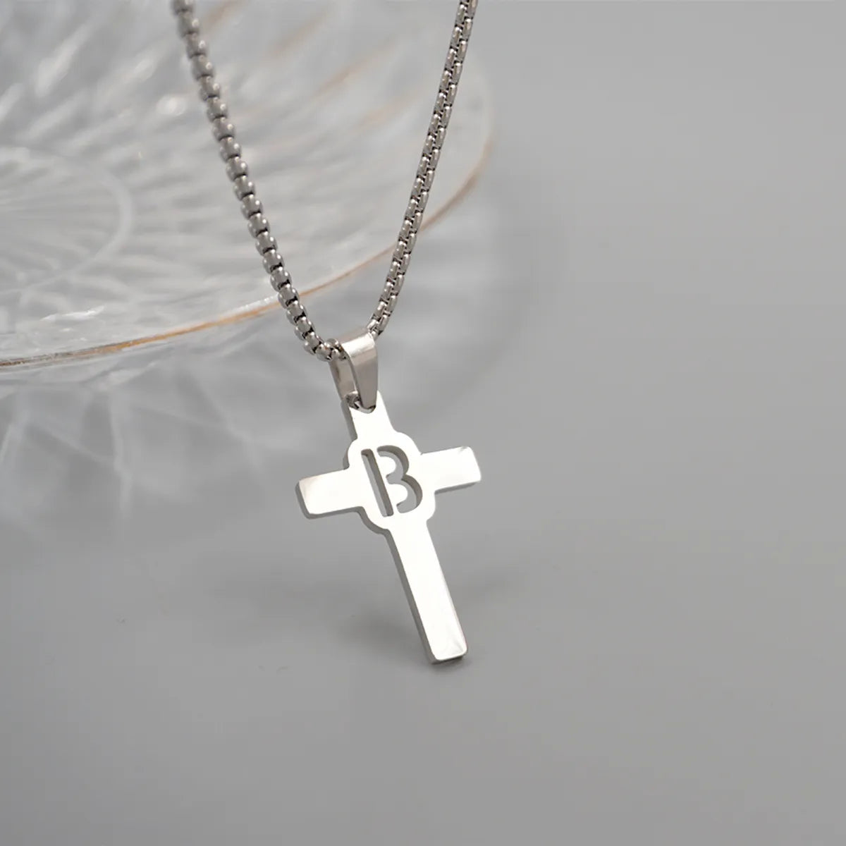 Casual Simple Style Cross Letter 304 Stainless Steel Titanium Steel Unisex Pendant Necklace