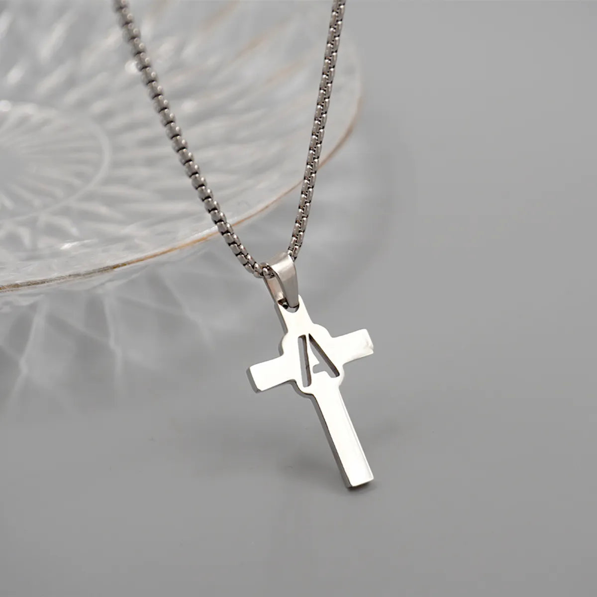 Casual Simple Style Cross Letter 304 Stainless Steel Titanium Steel Unisex Pendant Necklace