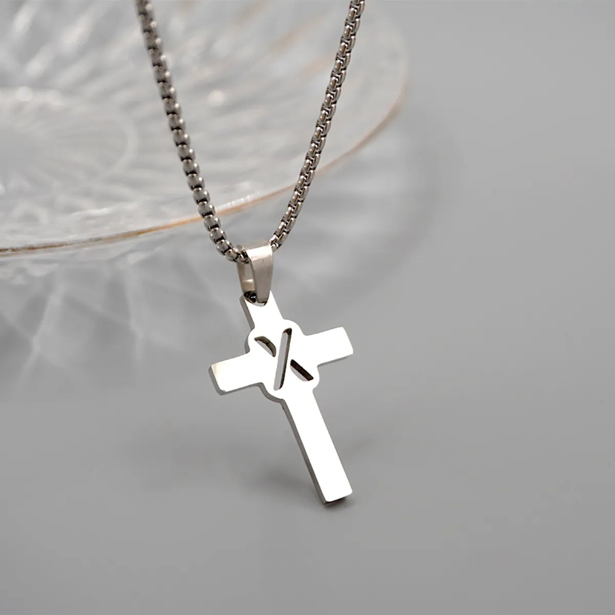 Casual Simple Style Cross Letter 304 Stainless Steel Titanium Steel Unisex Pendant Necklace