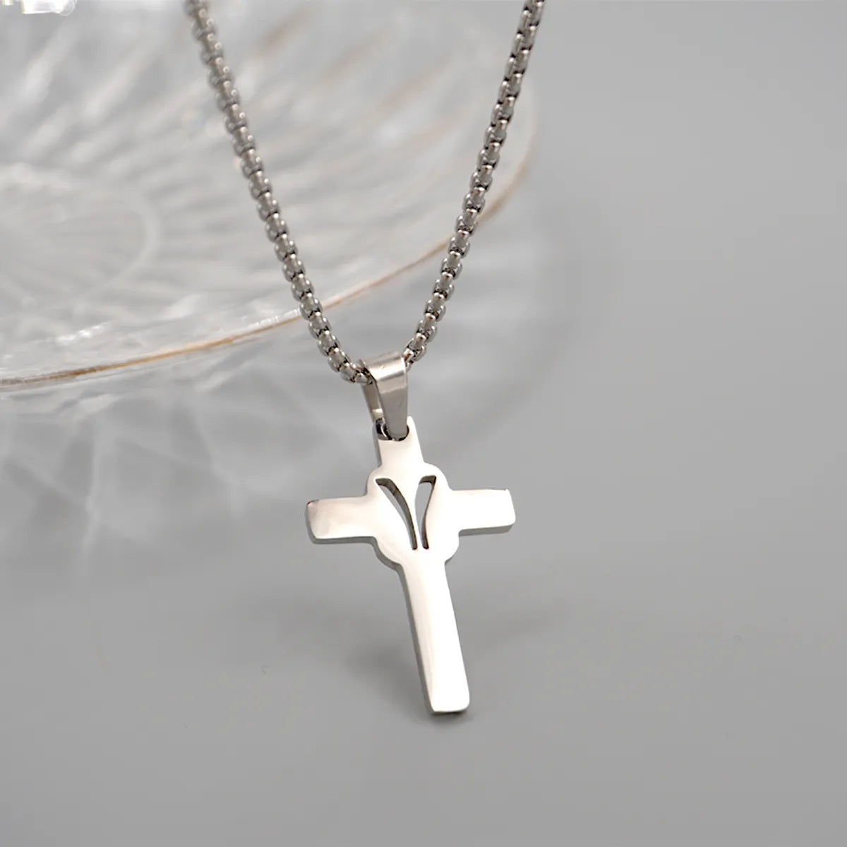 Casual Simple Style Cross Letter 304 Stainless Steel Titanium Steel Unisex Pendant Necklace