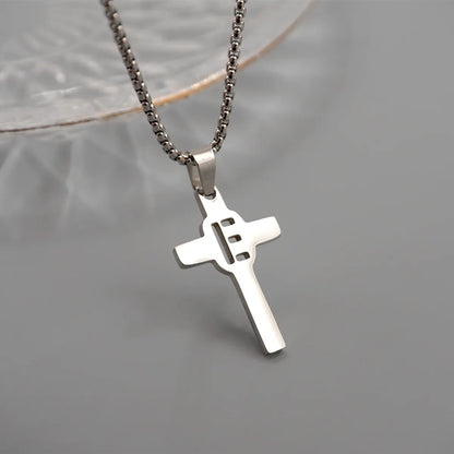 Casual Simple Style Cross Letter 304 Stainless Steel Titanium Steel Unisex Pendant Necklace