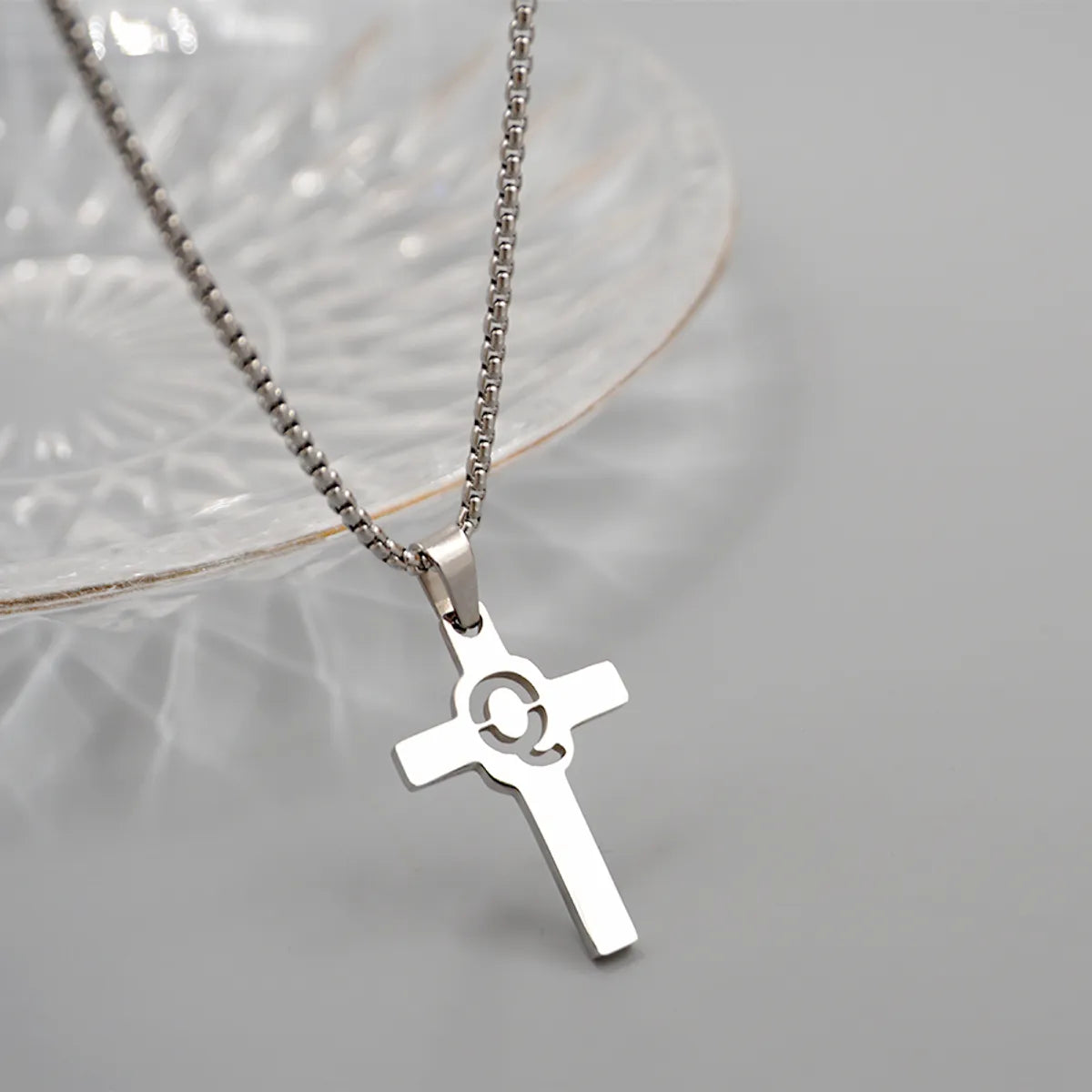 Casual Simple Style Cross Letter 304 Stainless Steel Titanium Steel Unisex Pendant Necklace