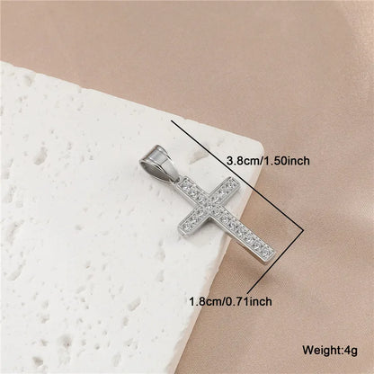 Casual Simple Style Cross Stainless Steel Plating Inlay Zircon Gold Plated Men'S Pendant Necklace