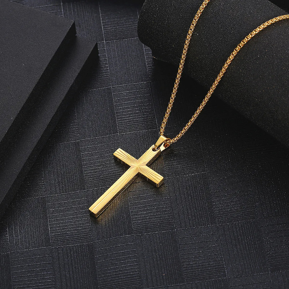 Casual Simple Style Cross Titanium Steel Plating Pendant Necklace