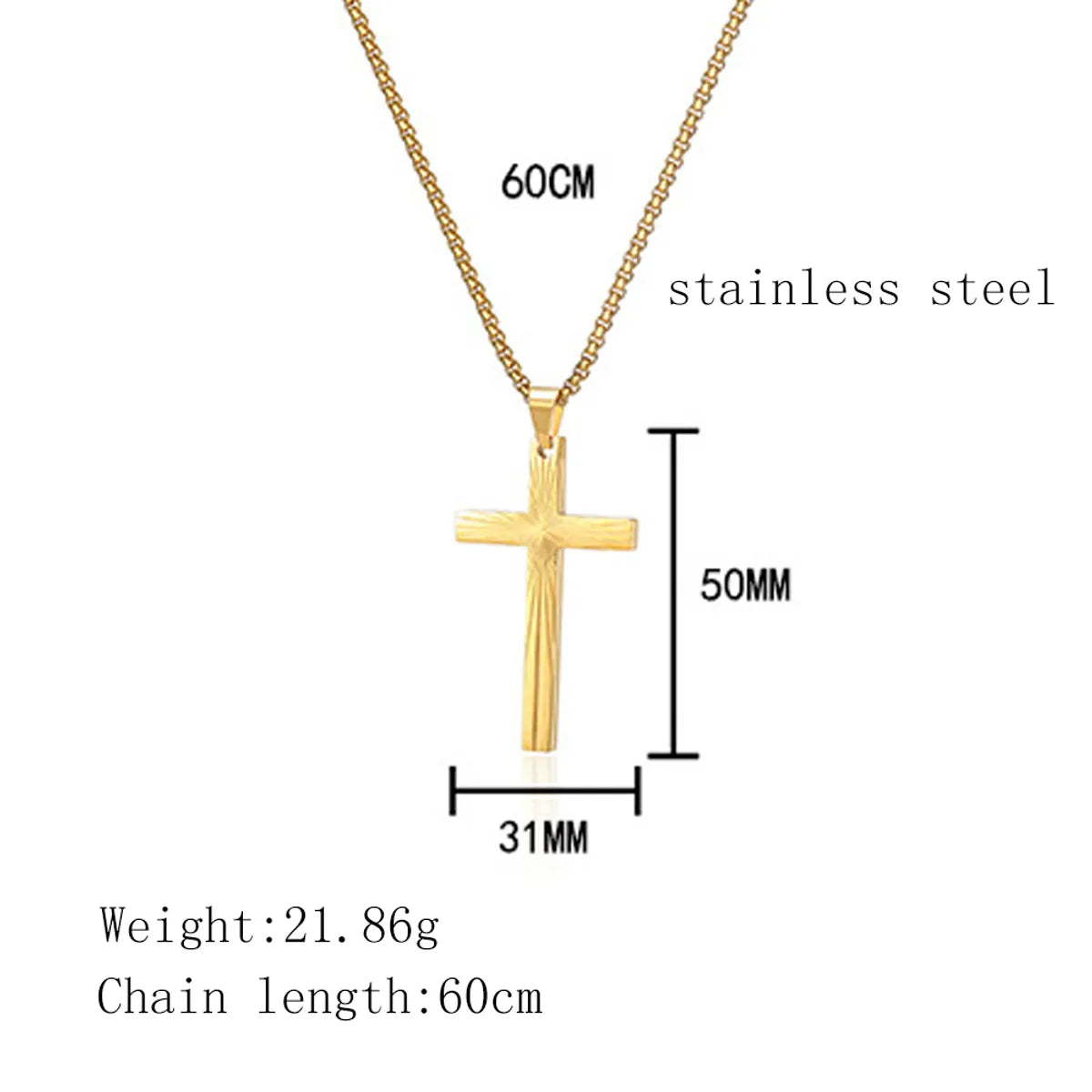 Casual Simple Style Cross Titanium Steel Plating Pendant Necklace