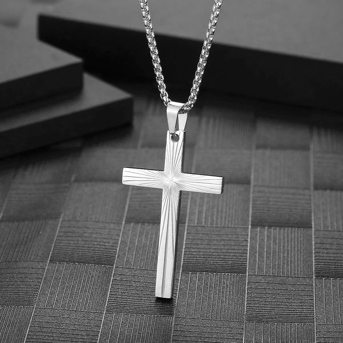 Casual Simple Style Cross Titanium Steel Plating Pendant Necklace