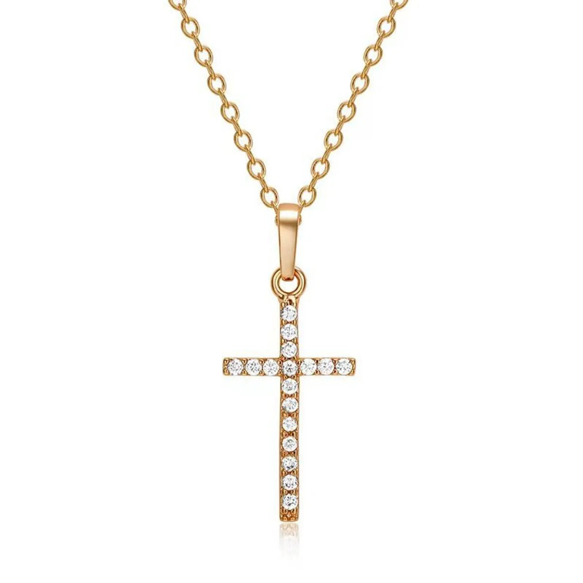 Casual Simple Style Cross Alloy Inlay Zircon Unisex Pendant Necklace