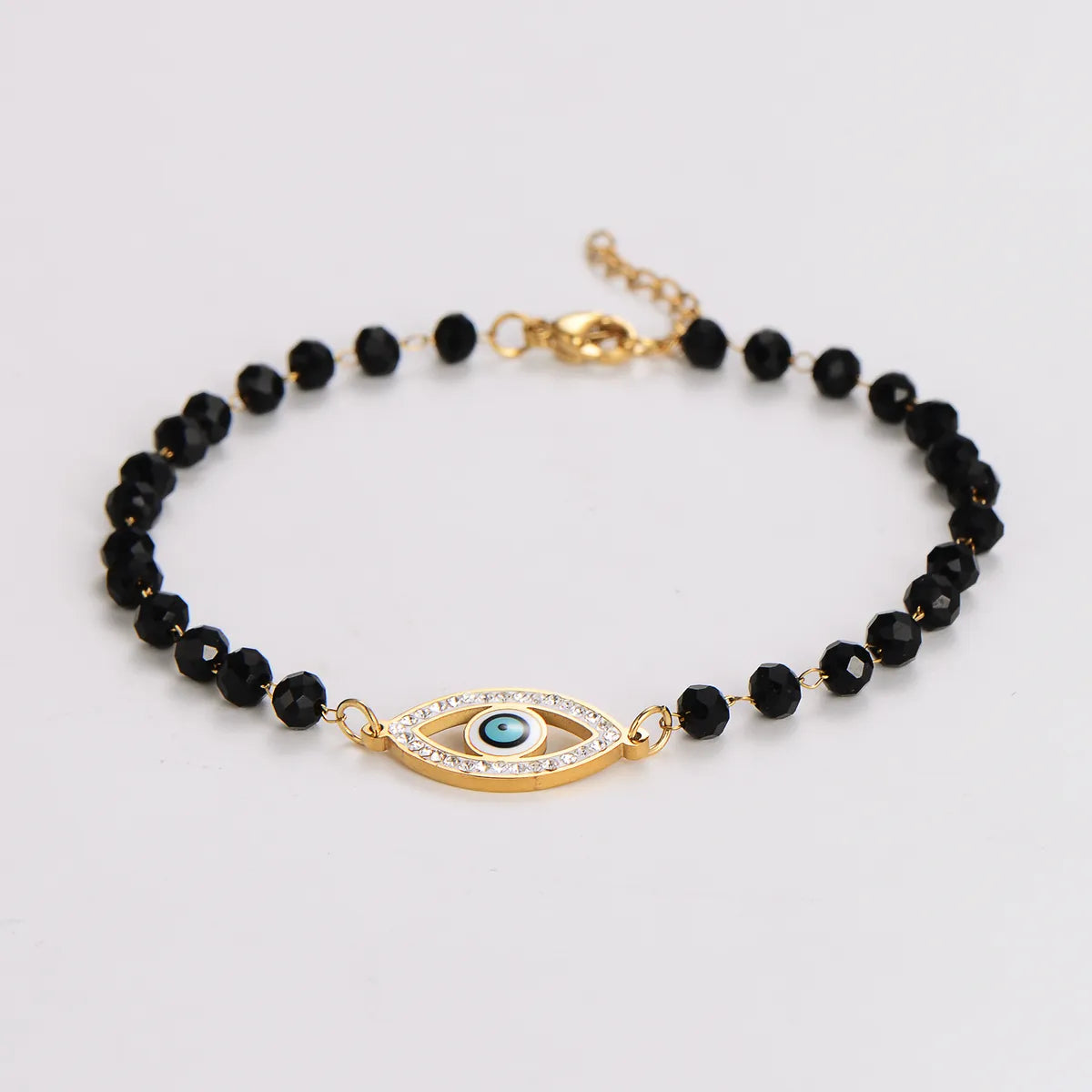 Casual Simple Style Devil'S Eye Glass Inlay Rhinestones 18K Gold Plated Women'S Bracelets Necklace