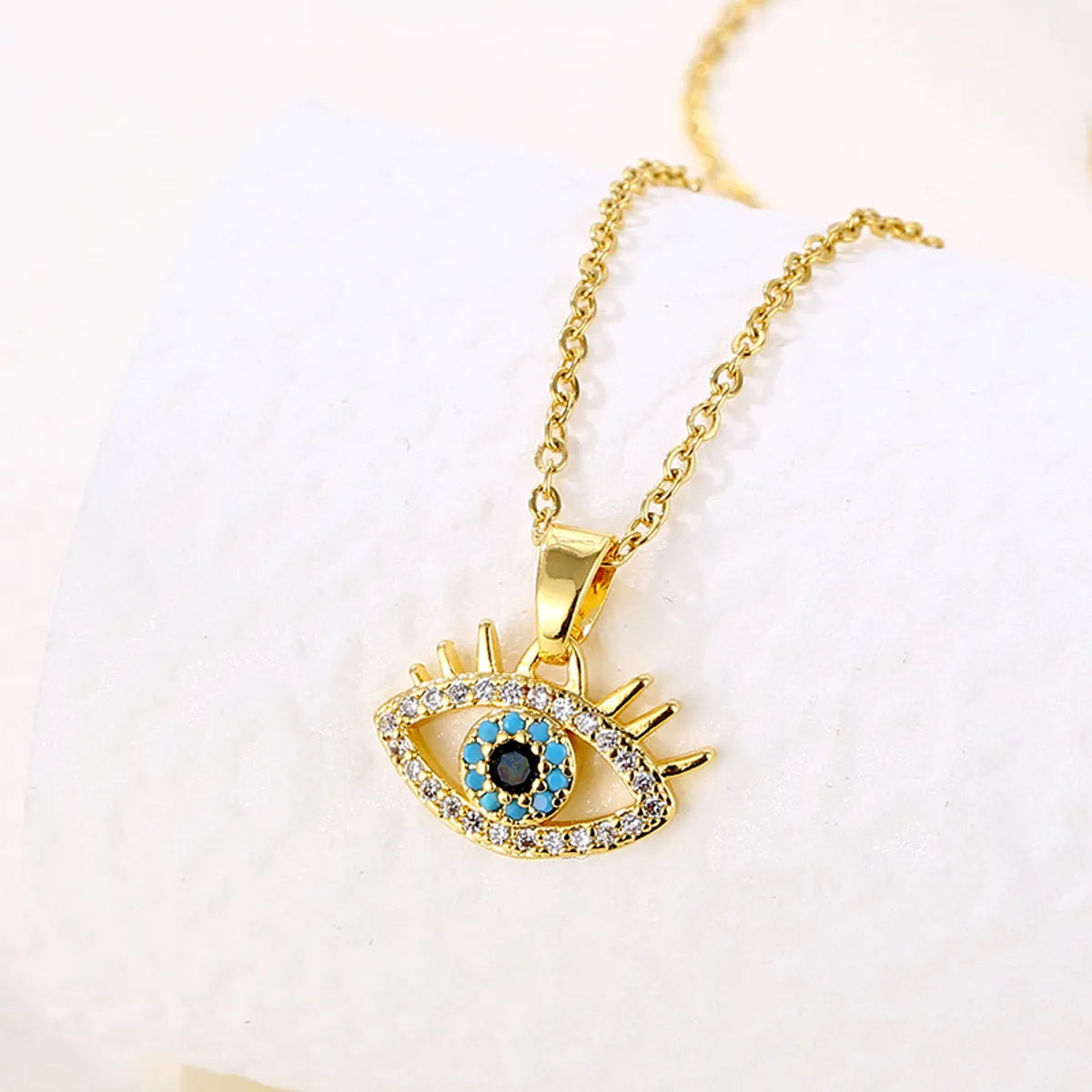 Casual Simple Style Devil's Eye Stainless Steel Plating Hollow Out Inlay Zircon Pendant Necklace