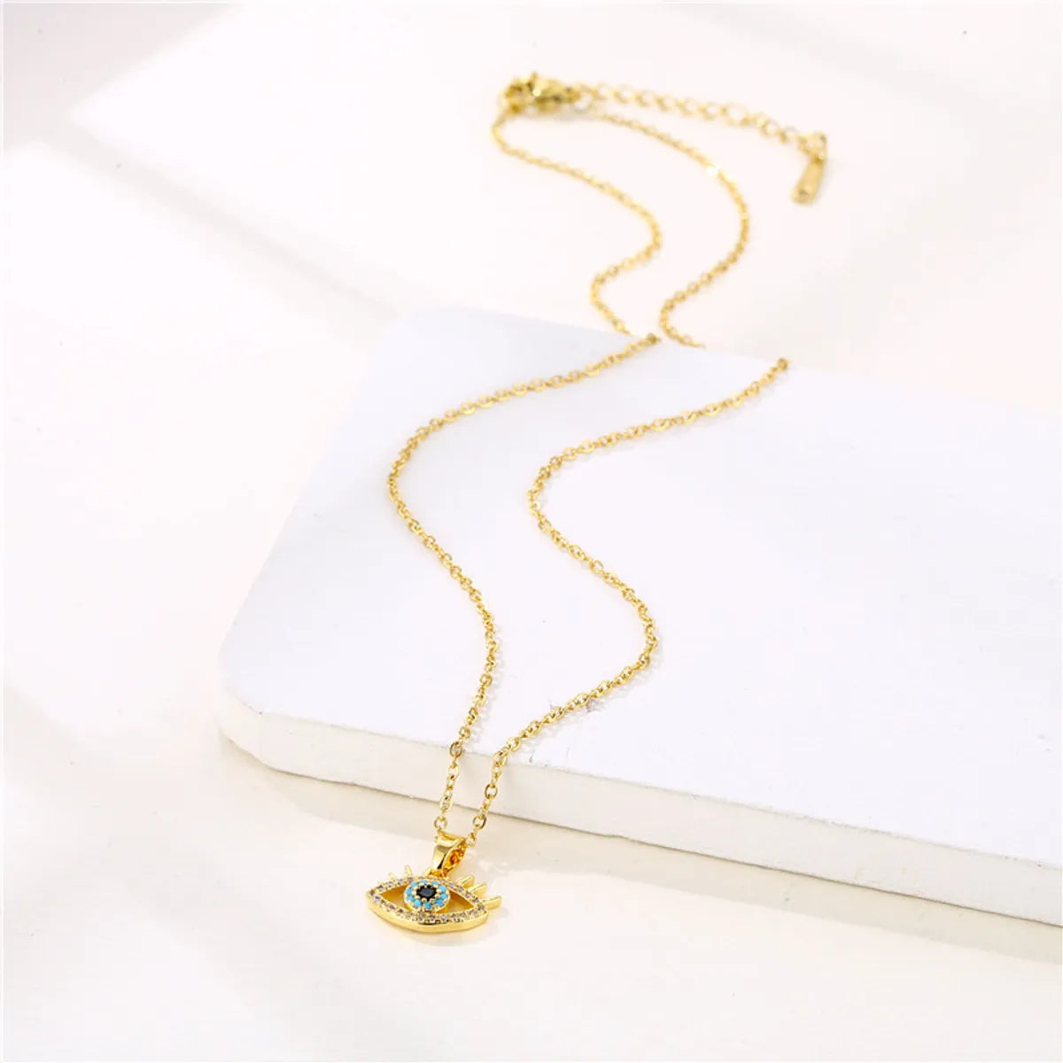 Casual Simple Style Devil's Eye Stainless Steel Plating Hollow Out Inlay Zircon Pendant Necklace