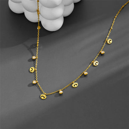 Casual Simple Style Devil's Eye Titanium Steel Plating Inlay Zircon Necklace