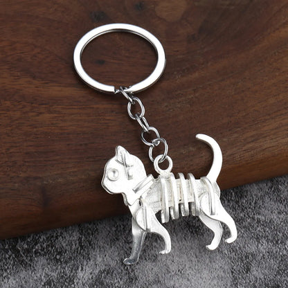 Casual Simple Style Dinosaur Cat Alloy Iron Polishing Plating White Gold Plated Bag Pendant Keychain