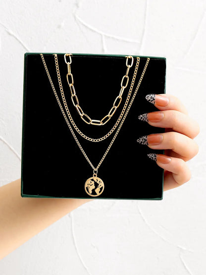 Casual Simple Style Earth Alloy Wholesale Three Layer Necklace