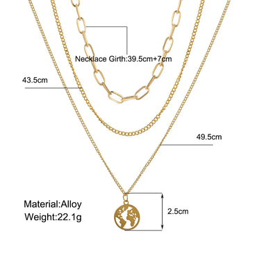 Casual Simple Style Earth Alloy Wholesale Three Layer Necklace