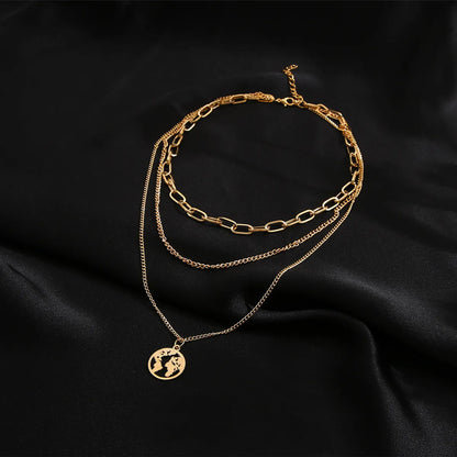 Casual Simple Style Earth Alloy Wholesale Three Layer Necklace