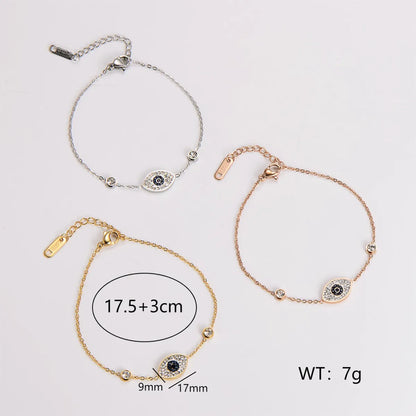 Casual Simple Style Eye 304 Stainless Steel Zircon Bracelets In Bulk