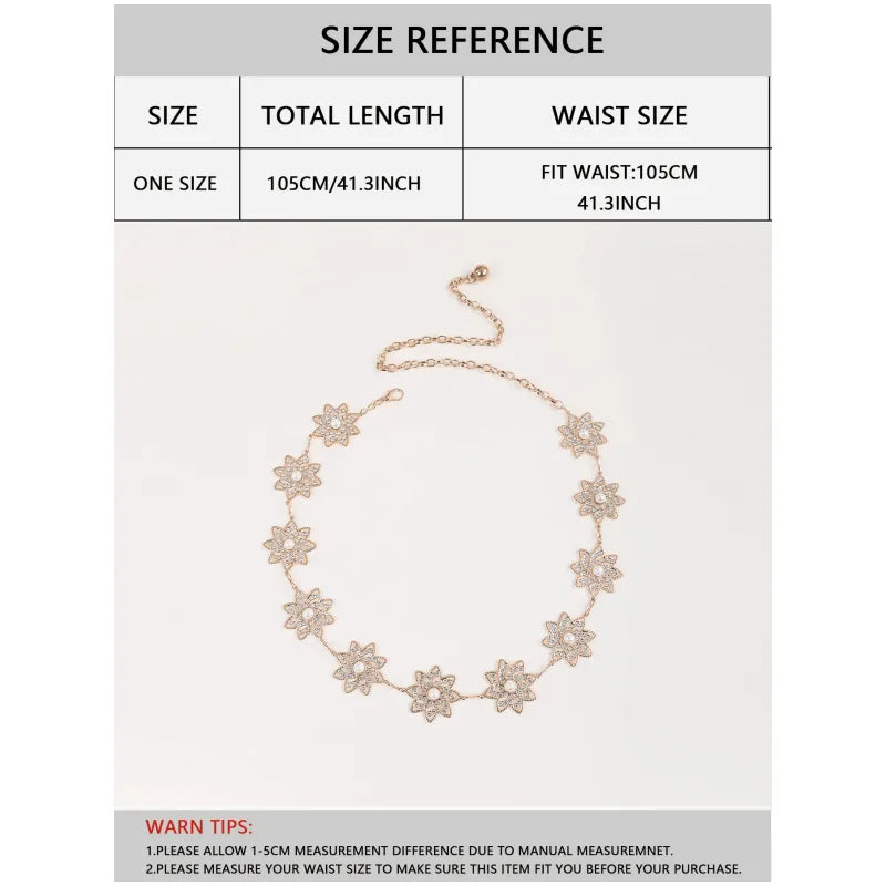 Casual Simple Style Flower Alloy Inlay Rhinestones Pearl Women'S Chain Belts