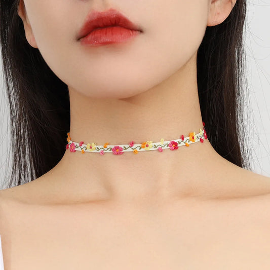 Casual Simple Style Flower Linen Alloy Handmade Women's Choker