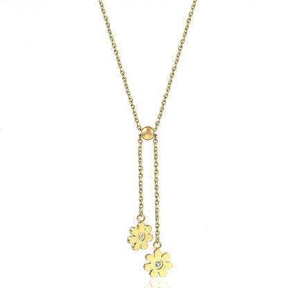 Casual Simple Style Flower Titanium Steel Plating Pendant Necklace