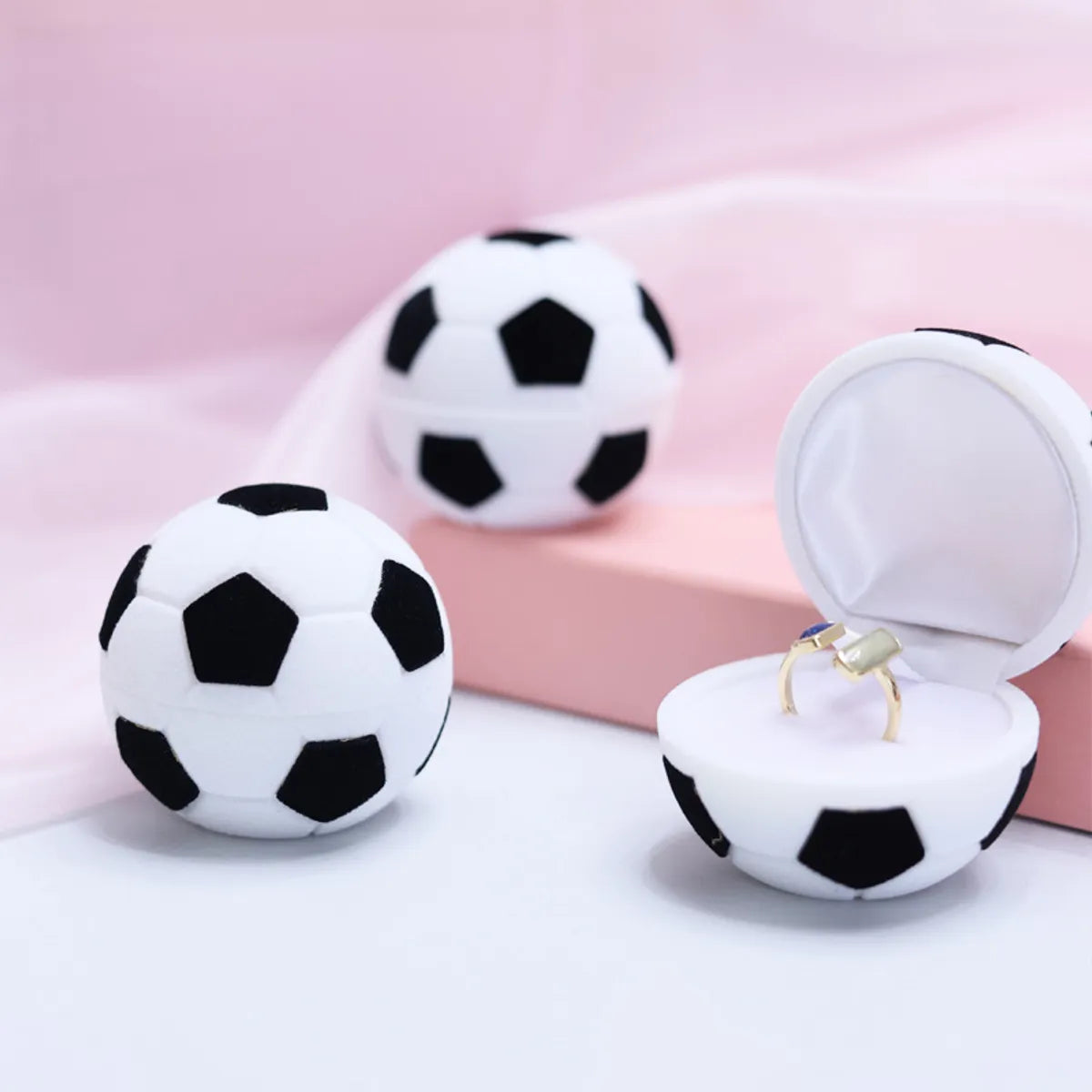 Casual Simple Style Football Flocking Plastic Embryo Jewelry Boxes