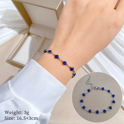 Casual Simple Style Four Leaf Clover Heart Shape Titanium Steel Bracelets