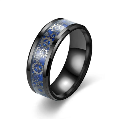 Casual Simple Style Gear Titanium Steel Enamel Couple Rings