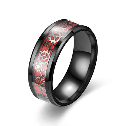 Casual Simple Style Gear Titanium Steel Enamel Couple Rings