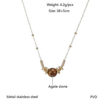 Casual Simple Style Geometric 304 Stainless Steel Natural Stone Necklace In Bulk