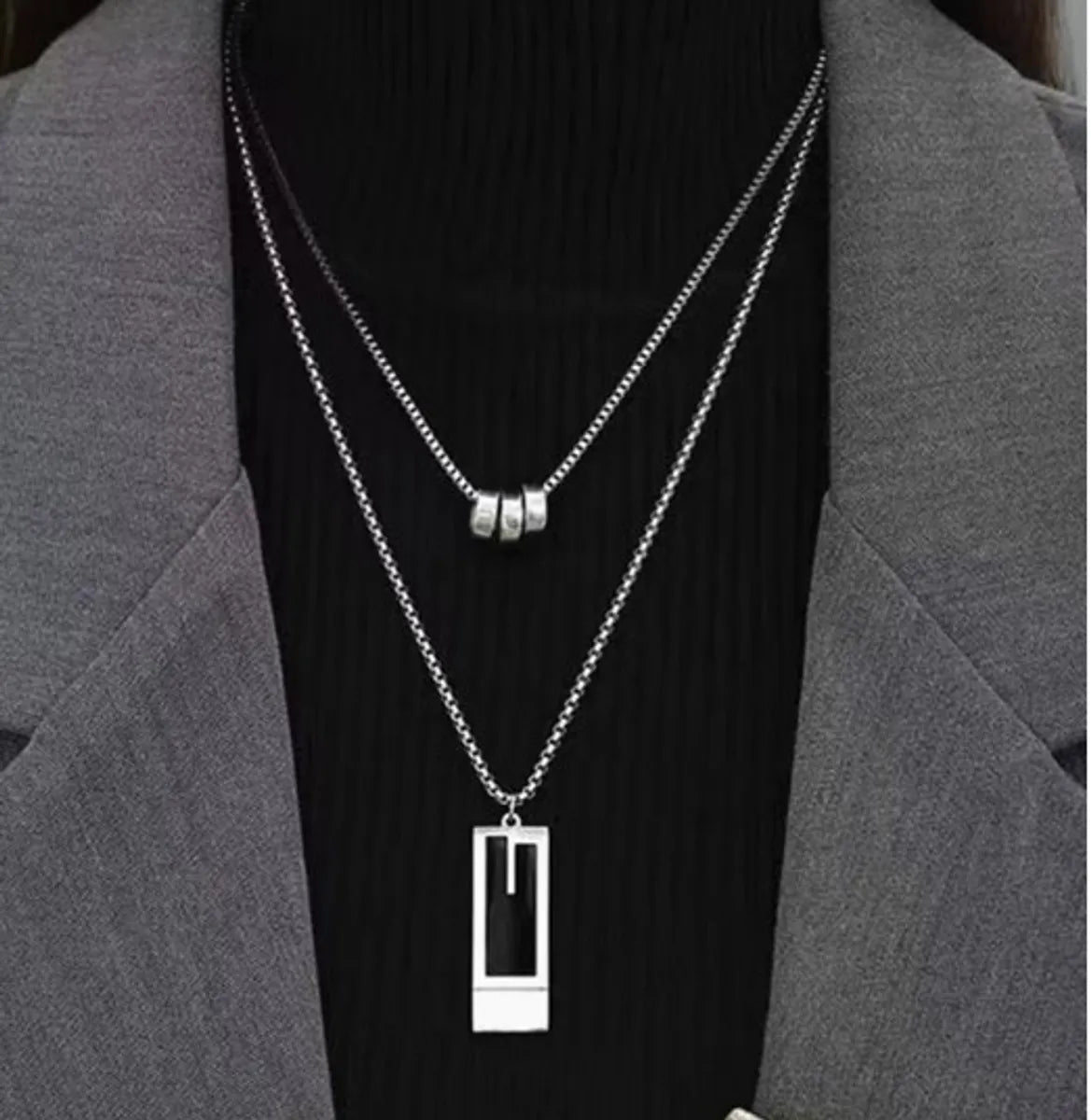 Casual Simple Style Geometric Alloy White Gold Plated Unisex Double Layer Necklaces