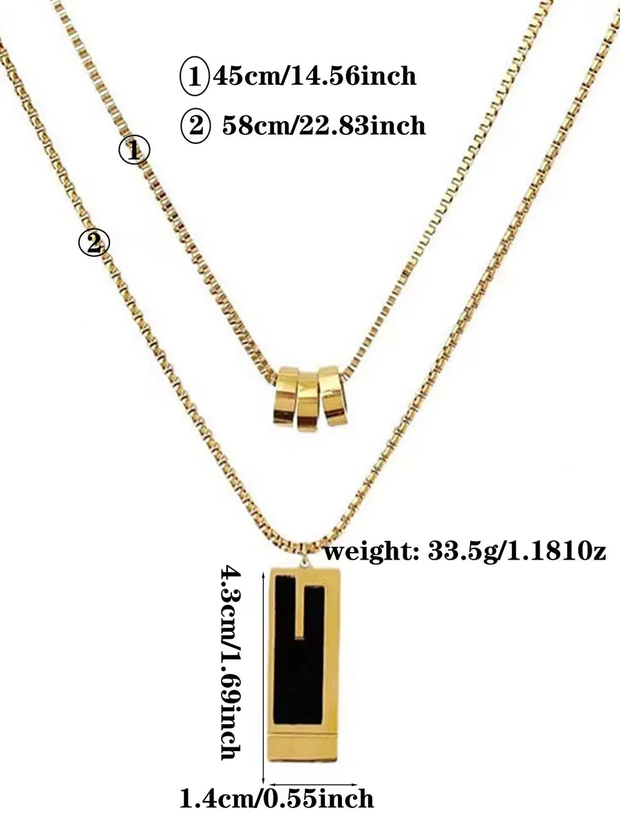 Casual Simple Style Geometric Alloy White Gold Plated Unisex Double Layer Necklaces