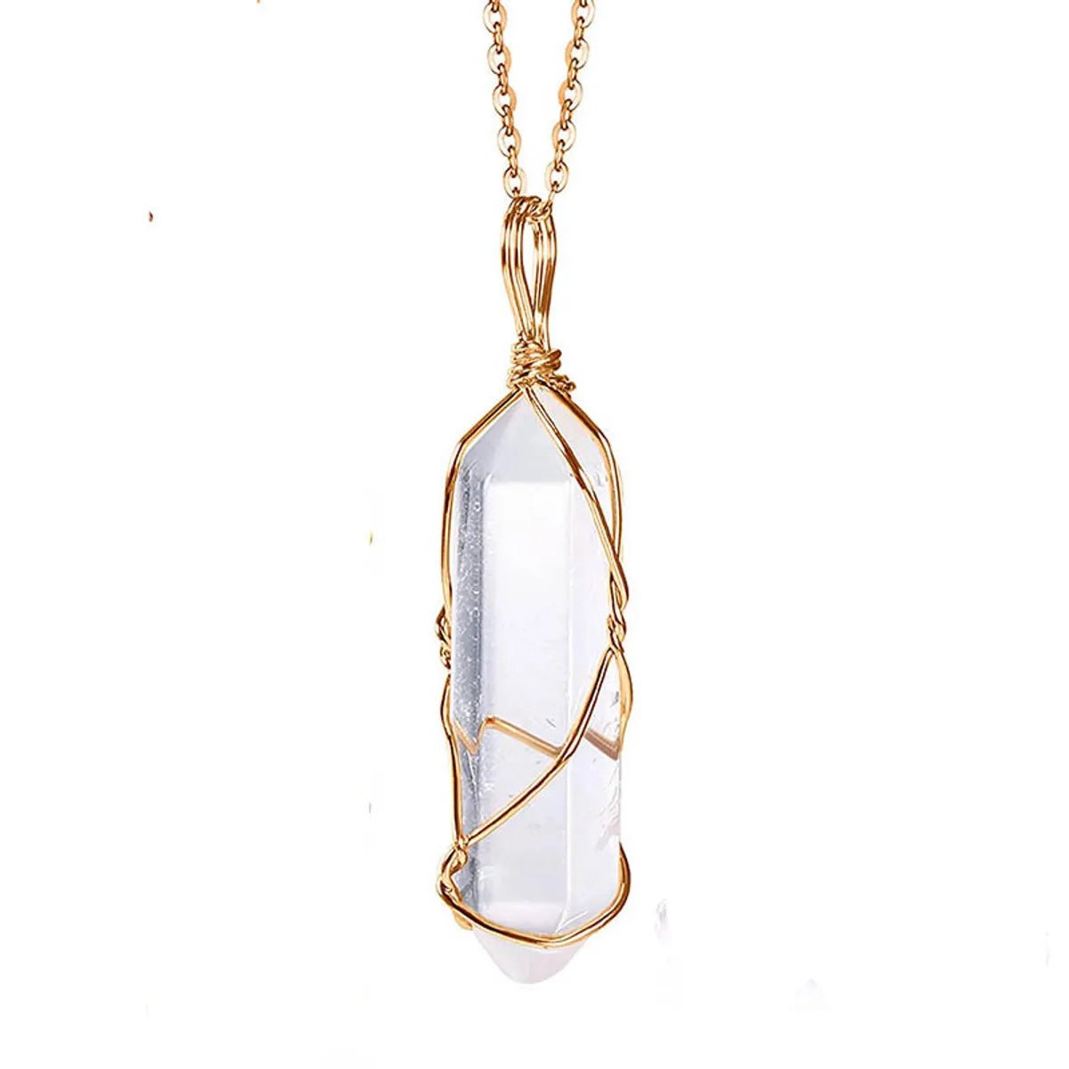 Casual Simple Style Geometric Natural Stone Crystal Iron Wholesale Pendant Necklace