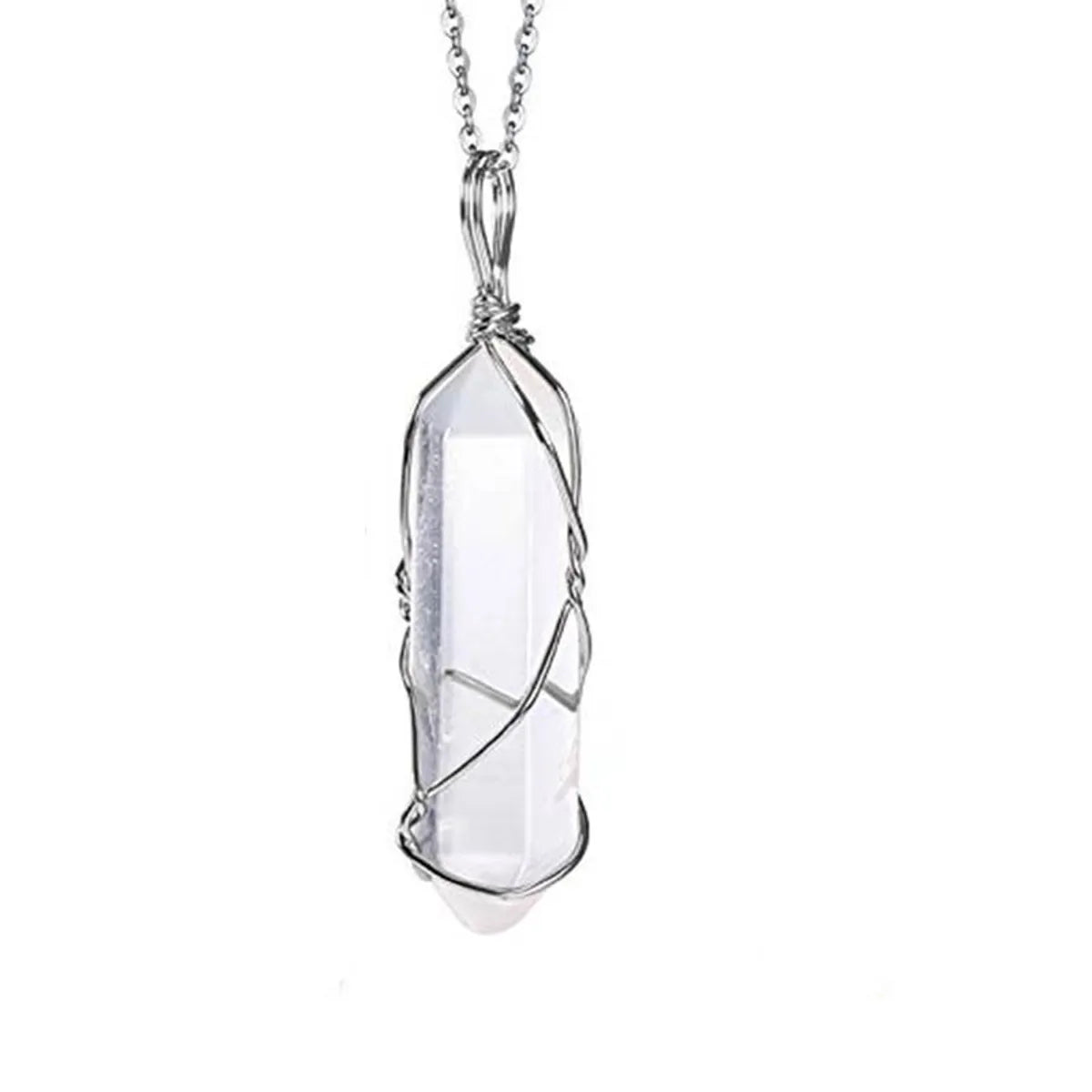 Casual Simple Style Geometric Natural Stone Crystal Iron Wholesale Pendant Necklace